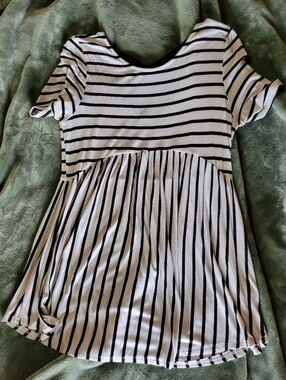 Pinkblush Black and White Striped Kids Dress